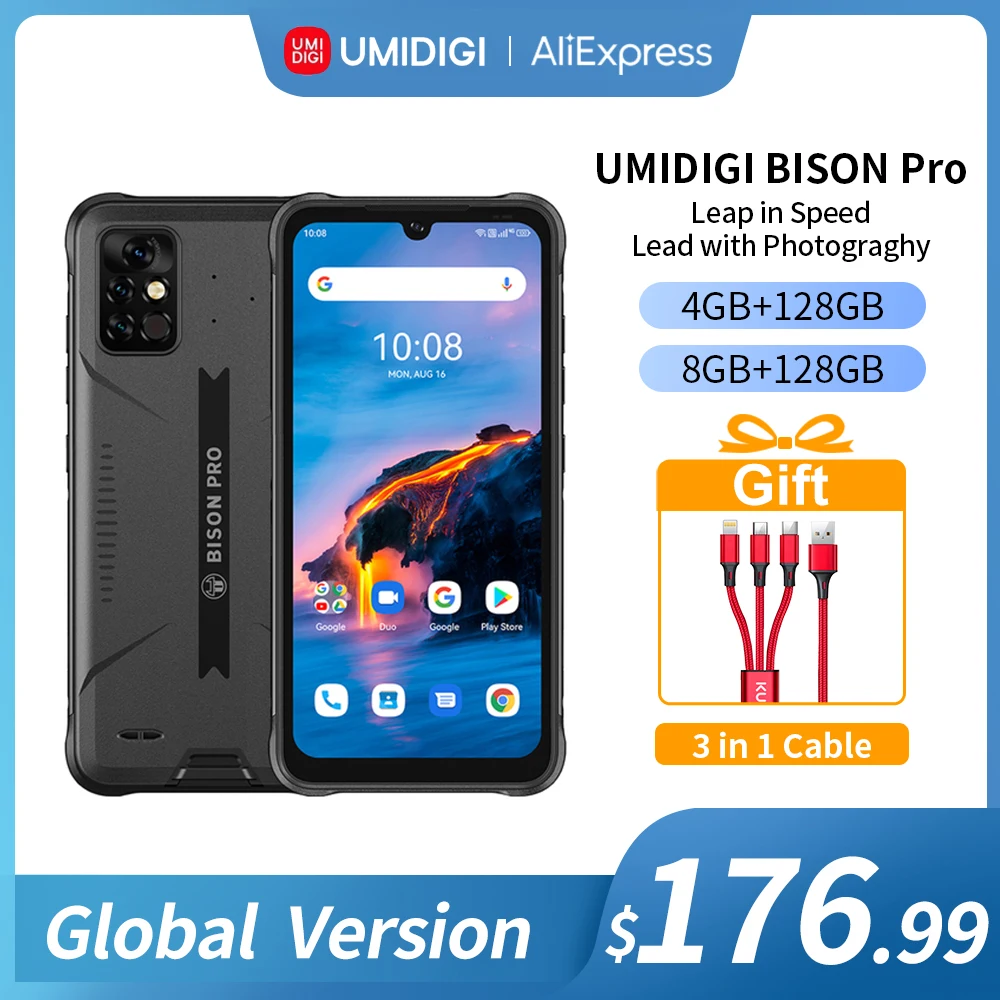 Смартфон BISON Pro 4 ГБ/8 ГБ 128 IP68/IP69K Helio G80 NFC камера 48 МП экран 6 3 дюйма FHD + 5000 мАч |