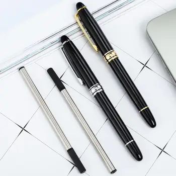 

20 pcs/lot High quality Black Metal Ballpoint pen Cute Business Ball pens Signature pen office School writing supplies