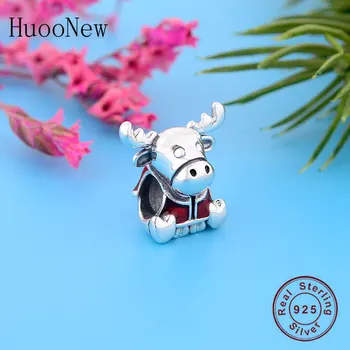 

Fit Original Pandora Charm Bracelet 100% 925 Silver Canada Moose Maple Leaf Elk Deer Bead For Making Women Christmas Berloque