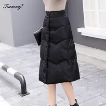 2XL hot Down Cotton Skirt Women Winter Plus Size Button belt loose Wrap Skirt Long Thick Warm High Waist Woman Skirts Elegant