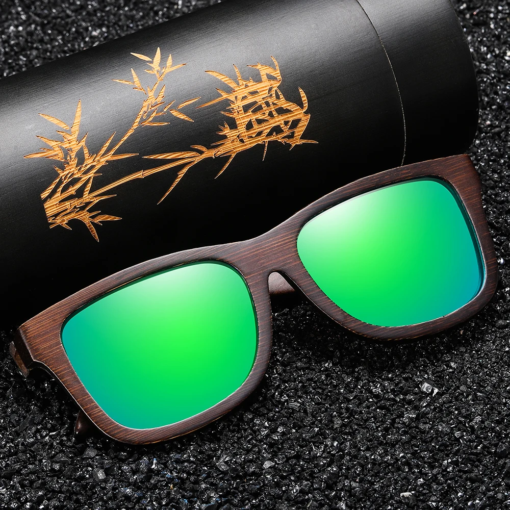 Natural Bamboo Wooden Mens Sunglasses Handmade Polarized Mirror Coating Lenses Eyewear | Аксессуары для одежды