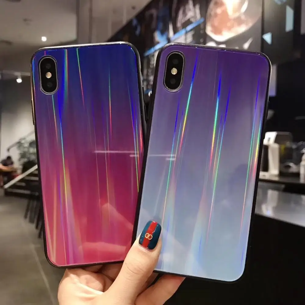 POPSTAND модный градиентный Радужный лазерный чехол для телефона для iPhone 11 Pro Max 7 8 6 6s 7Plus 8Plus X XS MAX XR прозрачный акриловый чехол