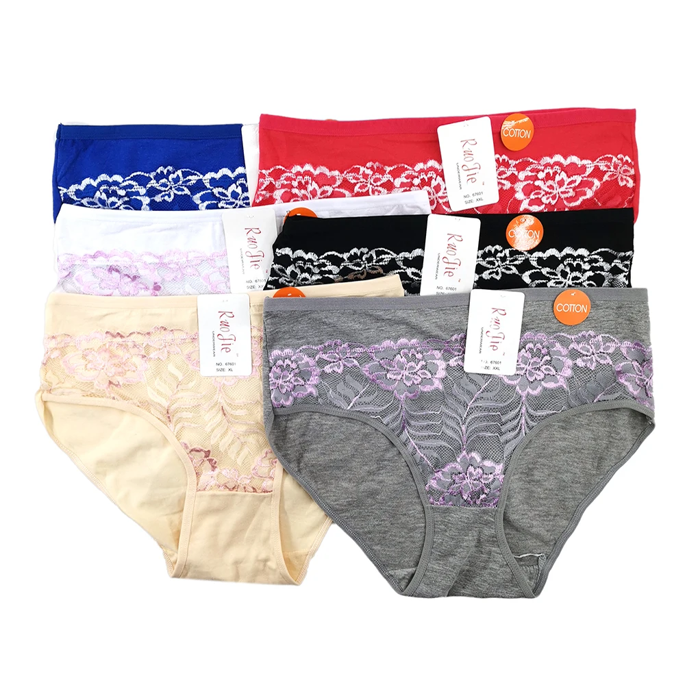 Big Size Lace Underwear Cotton Big yards Briefs Sexy Ladies panties Plus size cotton crotch women 2xl 3xl underwear