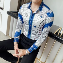 Модные мужские рубашки Slim Fit Мужские повседневные рубашки с длинным рукавом с отложным воротником формальное платье мужская одежда