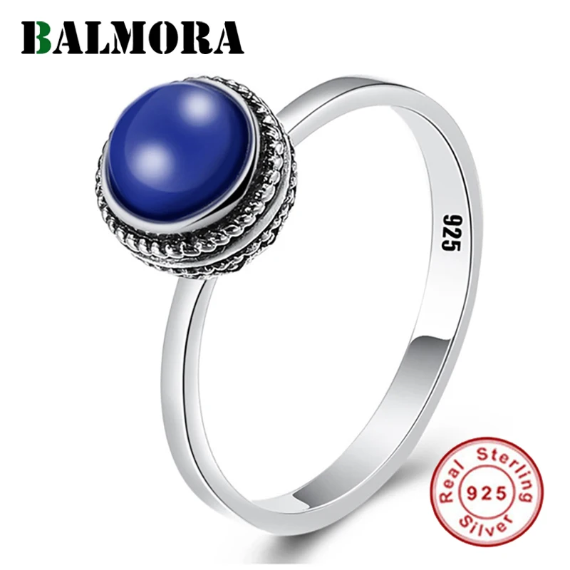 BALMORA, настоящее 925 пробы, серебро, Ретро стиль, лазурит, укладка, массивные кольца на палец для женщин, простые, элегантные, BohoFashion, ювелирные изделия