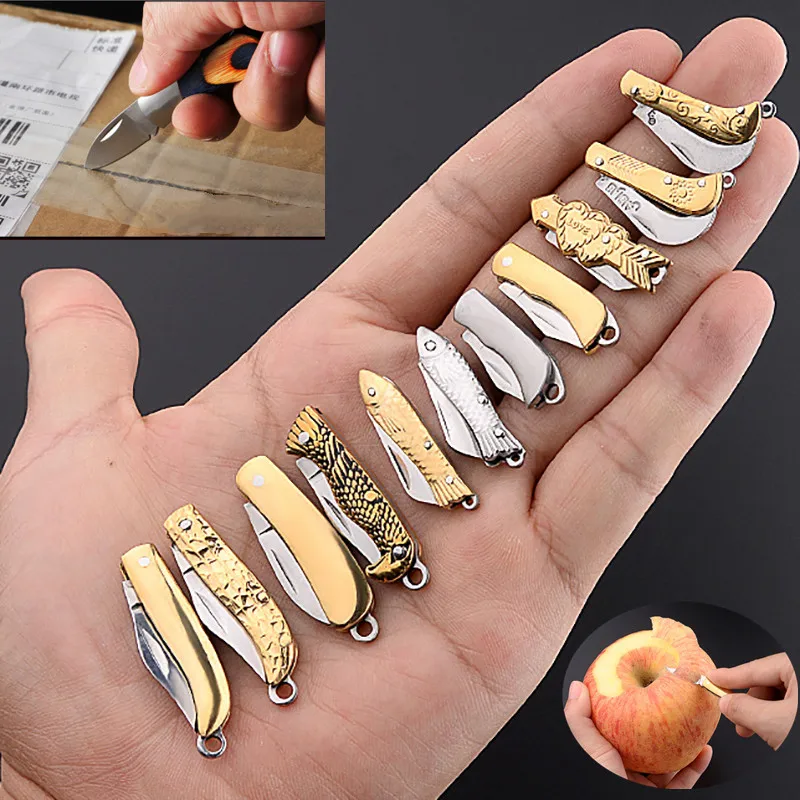 Mini Pocket Knife Folding Unpacking Express Unpacking Small Knife Self-Defense Keychain Pendant Portable Cutter Tool