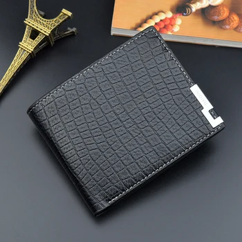 

LILY QUEEN Men Fashion Short Card Holder Male Alligator Wallet Business Large Capacity Leather Purse Cash Case