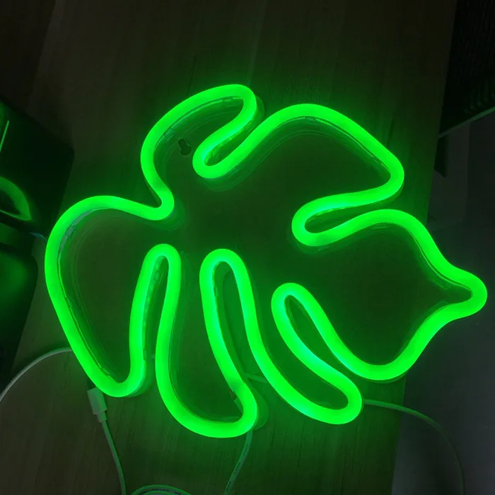 Неоновый свет неоновая вывеска панель ночник USB питание INS форма романтическое свадебное украшение для вечеринки сказочная лампа крыло банан - Цвет: Green Turtle leaf