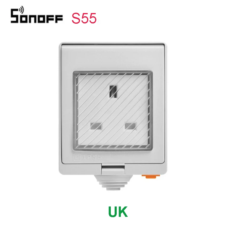 S55 UK Itead Sonoff S55 Водонепроницаемый Wifi умная розетка переключатель UK/AU/US/FR/DE/ZA несколько версий Wifi розетка работает с Alexa Google Home - Комплект: S55 UK