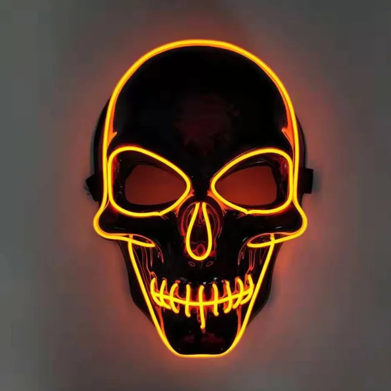 Очищающие маски, светодиодный EL Skull Mask, Вечерние Маски на Хэллоуин, неоновый светильник, светящиеся Вечерние Маски в темноте