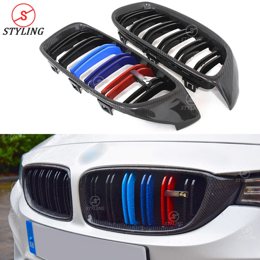 M3 M4 углеродный глянцевый черный гриль для BMW F32 F80 F33 F36 F82 F83 Пластиковая передняя