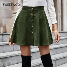 Spring Autumn Corduroy Women Skirts 2021 Fashion Vintage High Waist Ladies Skirts Solid Color Casual Mini Skirts Women