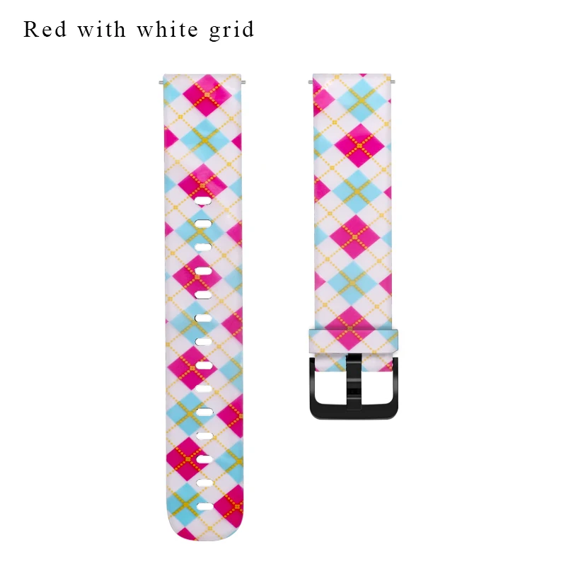 Red white grid BOORUI 20 мм Amazfit Bip различные принты Мягкий Силиконовый ремешок для Xiaomi Huami Amazfit ремешок Bip correa Amazfit Bip ремешок для часов - Цвет: Red white grid