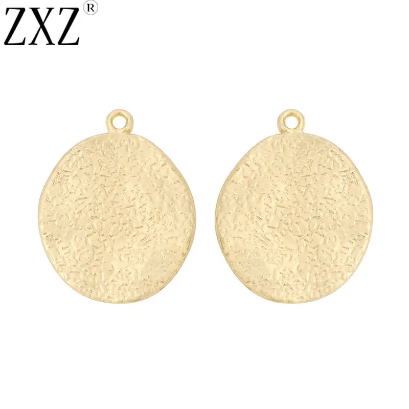 

ZXZ 10pcs Gold Tone Alloy Hammered Irregular Round Charms Pendants for Earring DIY Jewelry Making Accessories