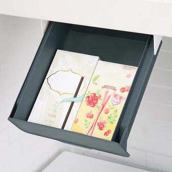 

Under Cabinet Under Table Drawer Self-Adhesive Punch Free Storage Shelf Kitchen Home Small Organizer New