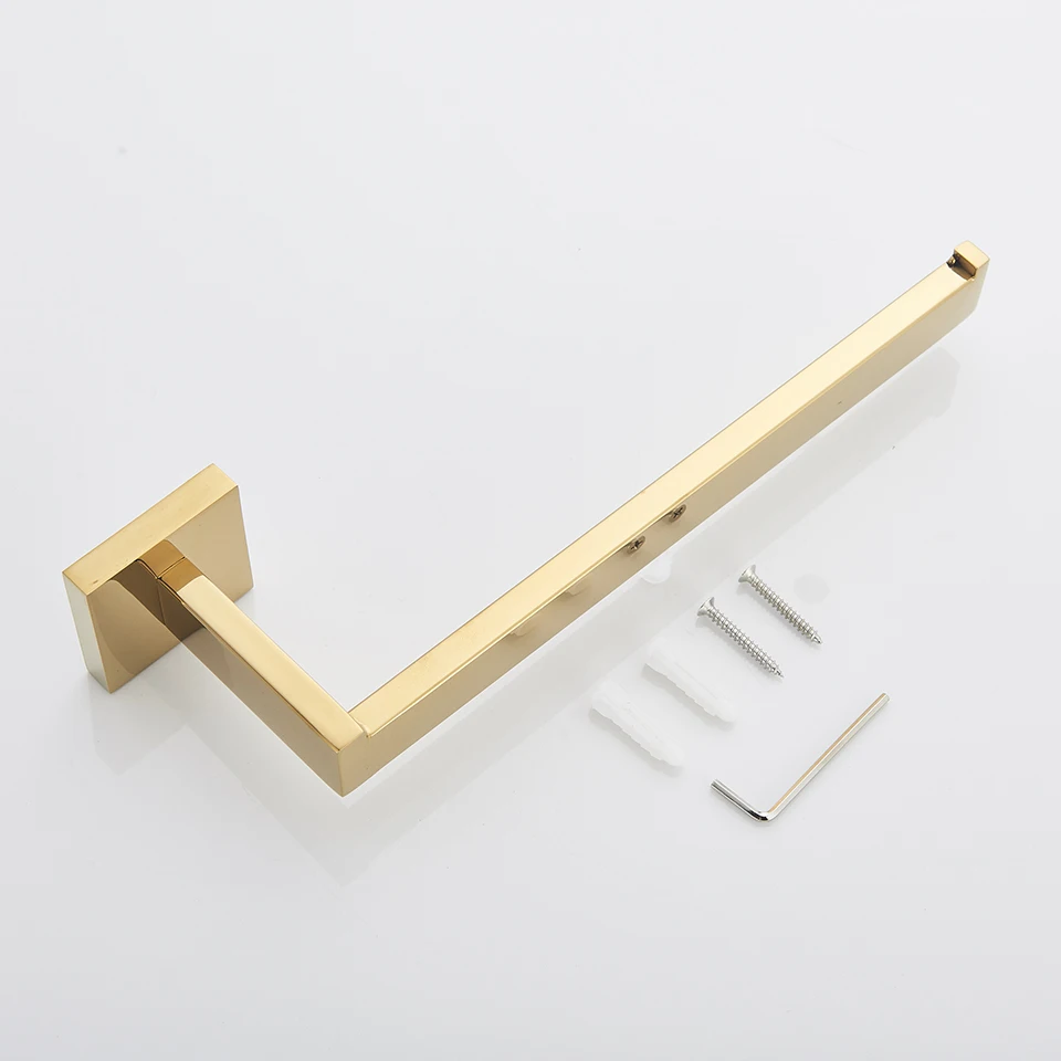 Bathroom Hardware Gold Polish Bathrobe Hook Towel Rail Bar Rack Shelf Tissue Paper Holder