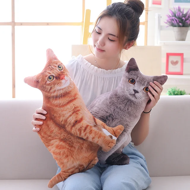 Simulation Plush Cat Pillow Soft Stuffed realistic Animal Cushion Sofa Decor Cartoon Plush Toy Children Kid kawaii Gift 5