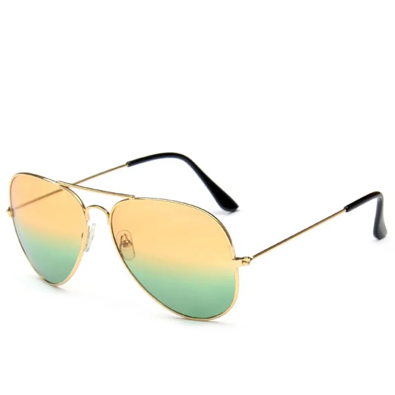 RBROVO, двойные цвета, роскошные солнцезащитные очки для женщин, сплав, градиентные очки, Ретро стиль, металлические очки, Lunette De Soleil Femme, UV400 - Цвет линз: GoldOrangeGreen