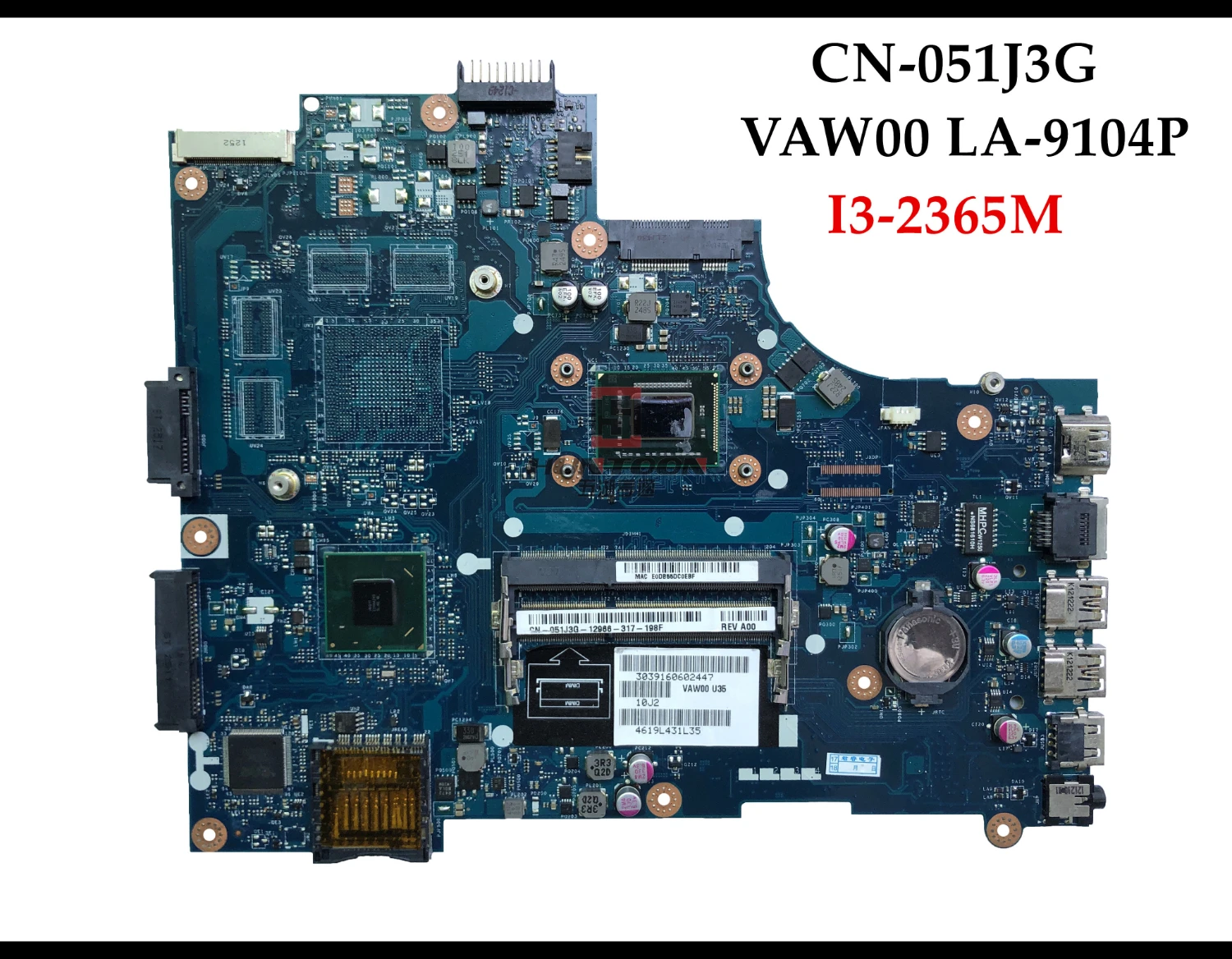 High Quality Cn 051j3g For Dell Inspiron 3521 5521 Laptop Motherboard 51j3g Vaw00 La 9104p I3 2365m Ddr3l 100 Tested Motherboards Aliexpress