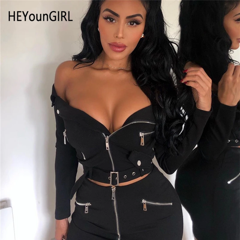 

HEYounGIRL Harajuku Punk Black Cropped Jacket Casual Long Sleeve Short Coat Women Gothic Bomber Overcoat Autumn Street Wear Thin