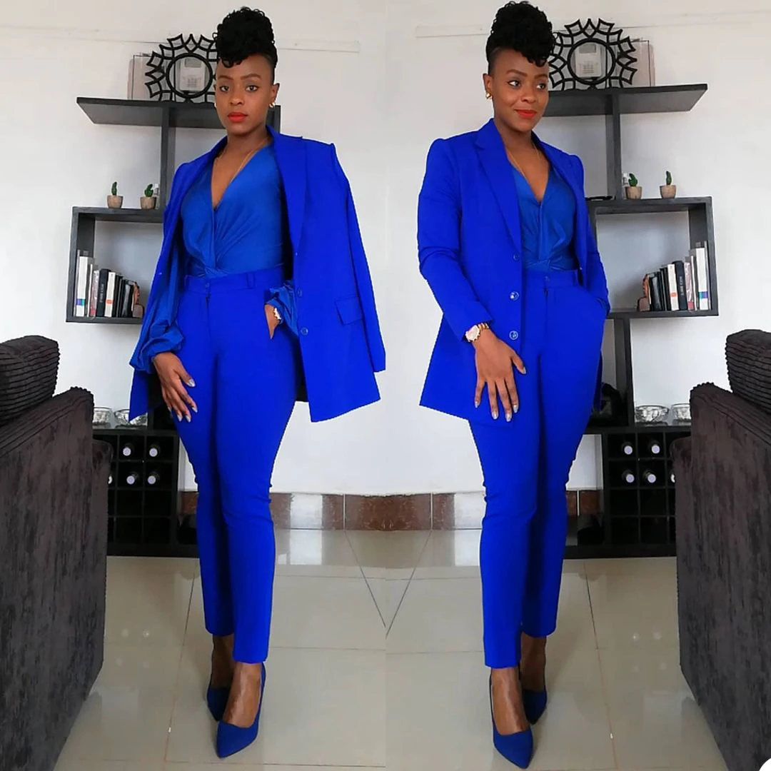 Buy 2piece Blazer Trouser Suit for Women Blue Pantsuit Women Online in  India  Etsy