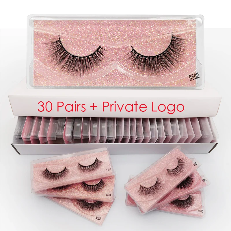30PAIRS 502WITHLOGO 30 пар оптом ресницы норковые ресницы 3d норковые ресницы оптом макияж, накладные ресницы - Color: 30PAIRS 502WITHLOGO