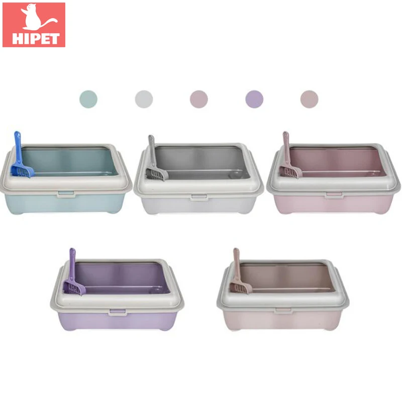 

5 colors Cat Litter Box Pet Dog Puppy Toilet Plastic Anti-Splash Semi-closed Small Cats Litter Tray With cat litter shovel