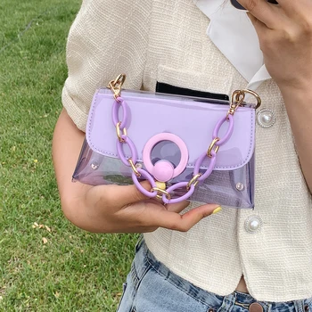 

Transparent Jelly Bag Women 2020 Popular New Fashion Joker Chain Messenger Bag Square Bag