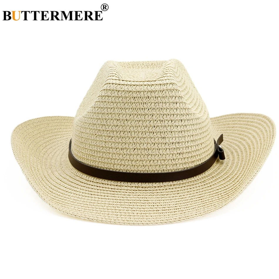 BUTTERMERE ковбойская соломенная шляпа для мужчин белые Sombreros солнцезащитные шляпы унисекс с широкими полями УФ Пляжные шляпы для женщин Весна Лето Классические солнцезащитные шапки