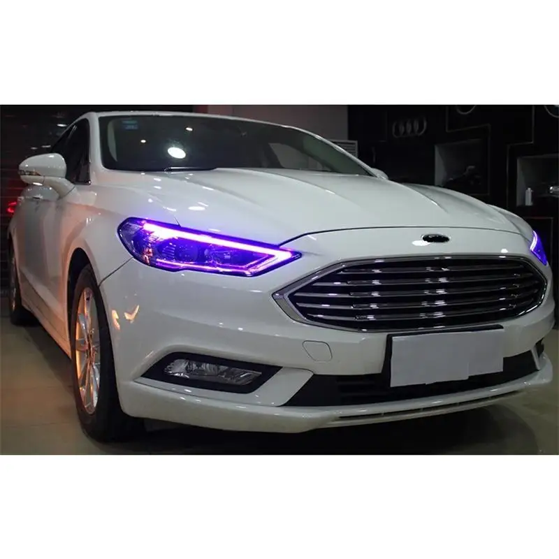 Наружные Drl дневные ходовые огни Luces Para Авто Стайлинг боковой указатель поворота светодиодные фары автомобиля фары в сборе 17 для Ford Mondeo