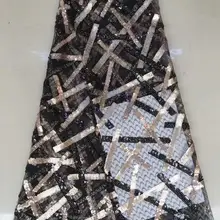 Последние Роскошные 3D цветок Африканское сухое кружево ткань черное французское клетчатое кружево ткань с блестками для нигерийских вечерние платья FFD10-1