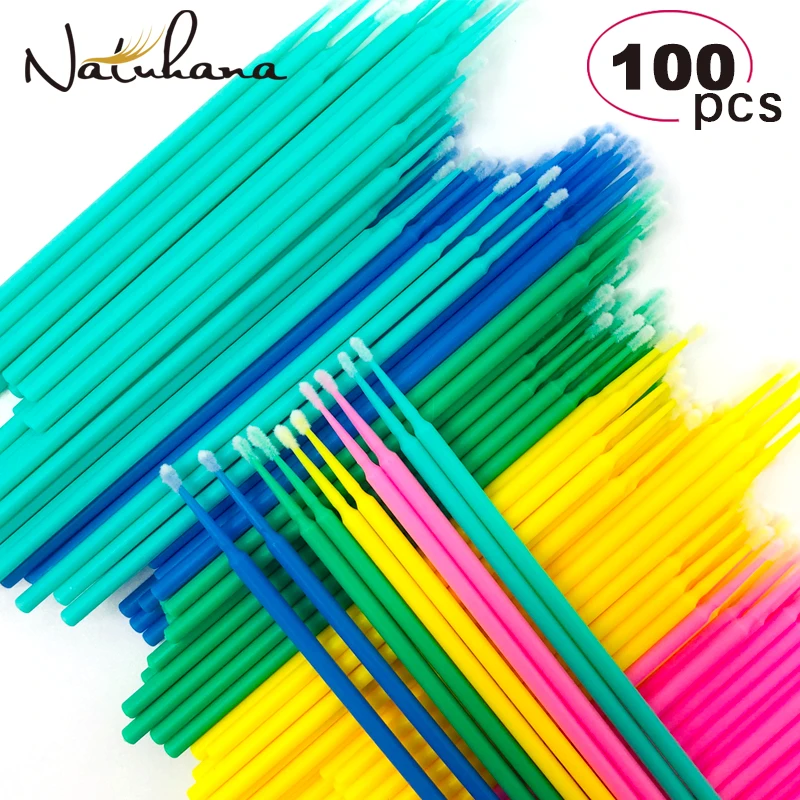 

100Pcs/pack Durable Disposable Micro Make up Brush Individual Lash Removing Tools Swab Micro brushes Eyelash Extension Tools