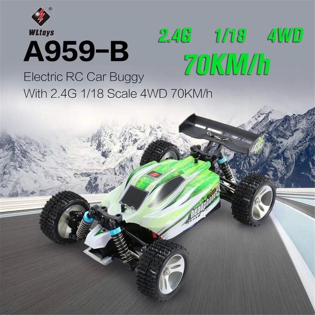 WLtoys A959B 2,4G 1/18 полный пропорциональный пульт дистанционного управления 4WD автомобиль 70 км/ч высокоскоростной Электрический RTR внедорожный багги RC автомобиль