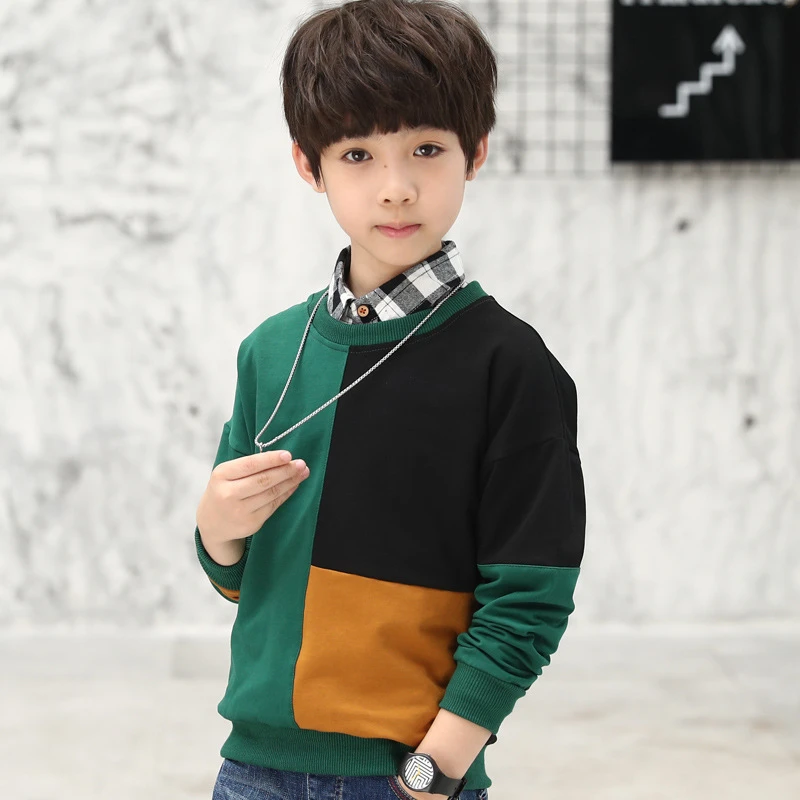 Children Sweatshirt E Boys Fashion Splice T Shirt Yellow Green Pullover Tops Teens Boy Casual Hit Bottom Shirt Kids Clothes Hoodies Sweatshirts Aliexpress