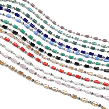 

1 Meter Handmade Gold Wire Wrapped Rosary Chain Stone Beads Chains for Necklace Bracelet Anklet DIY Making Fine Jewelry
