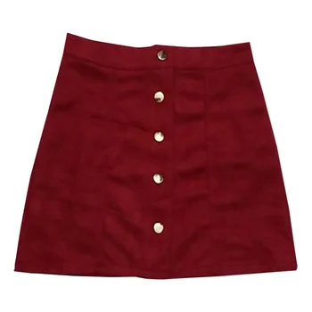 

Fashion Autumn And Winter Women's Chammy Personality Fashion Solid Color Button Mini Skirt Brown XL