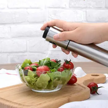 

1pc Silver Stainless Steel Olive Pump Spraying Oil Jar Sprayer Tools Tool Pot Kitchen Pot Cookware Oil Can ZH433 Bottle J8Y5