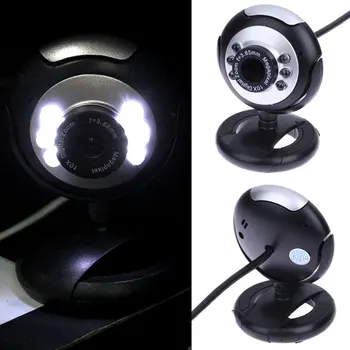 

USB Webcam with Microphone Computer Web Cam Desktop PC Camera with 6 LED Lights for Night Vision