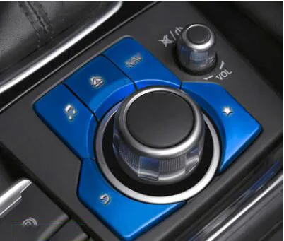 Для Mazda CX5 CX-5- внутренние молдинги электронные стояночные ручные Тормозные ручки многофункциональные кнопки наклейки - Название цвета: Синий