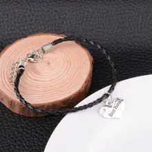 12 шт. лучшие дружеские браслеты Черная веревка кожаные браслеты Цепочка прозрачная подвеска в форме сердца с кристаллами для женщин и мужчин Дружба Ювелирные изделия Подарки Горячие