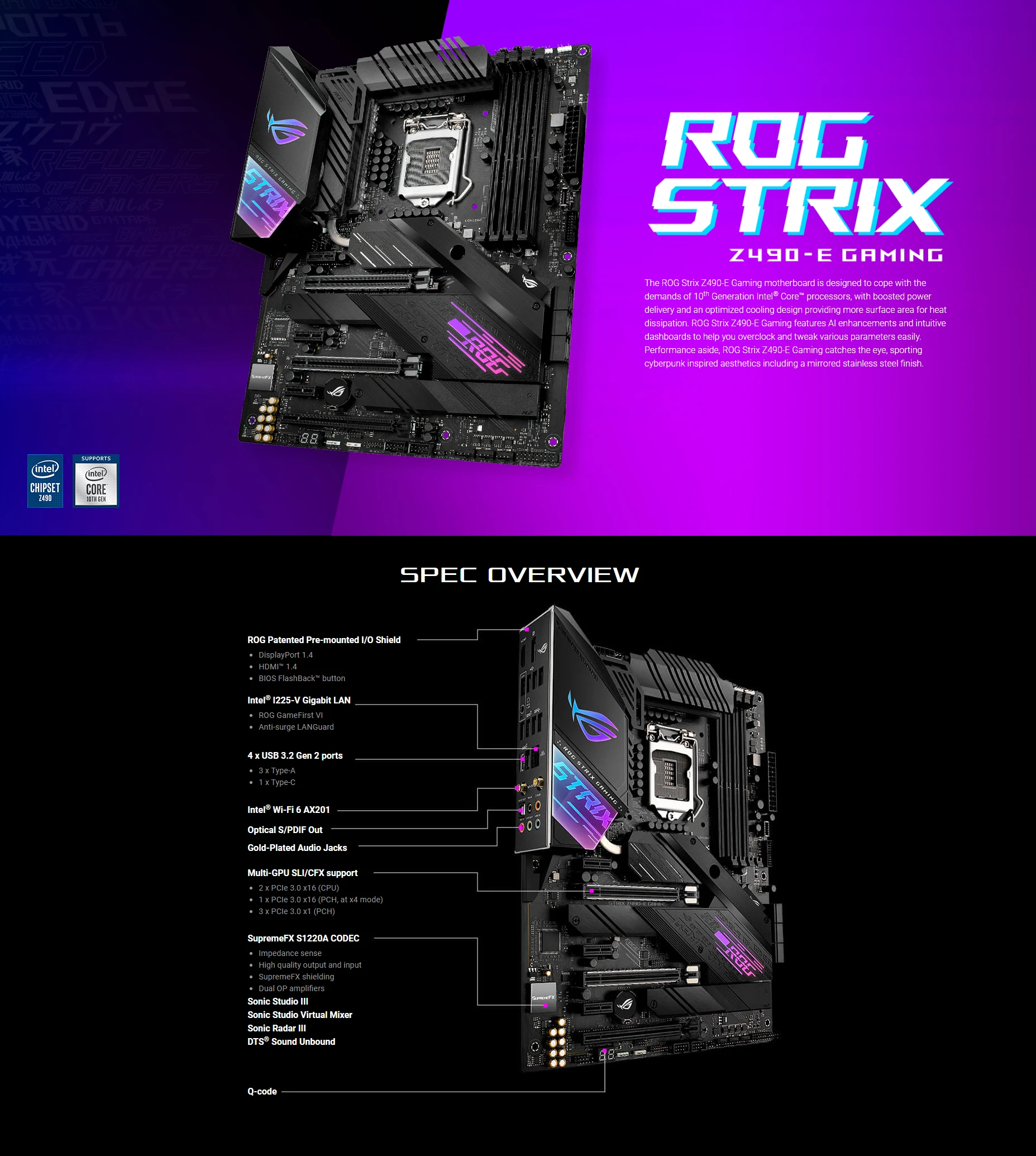 Presell May 21th Asus Rog Strix Z490 H Gaming Lga 10 Intel 10th Z490 Sata 6gb S Atx Intel Motherboard 12 2 Power Ddr4 4600 Motherboards Aliexpress