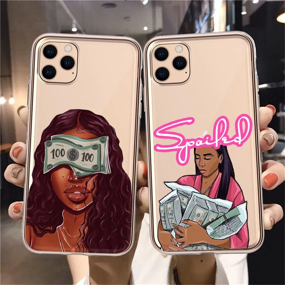 Afro Girls Black Women Art Case For Iphone 11 12 13 Xr Xs Max X 7 8 6 Plus 11pro Max Make Money Cash Girl Melanin Poppin Case Mobile Phone Cases Covers Aliexpress
