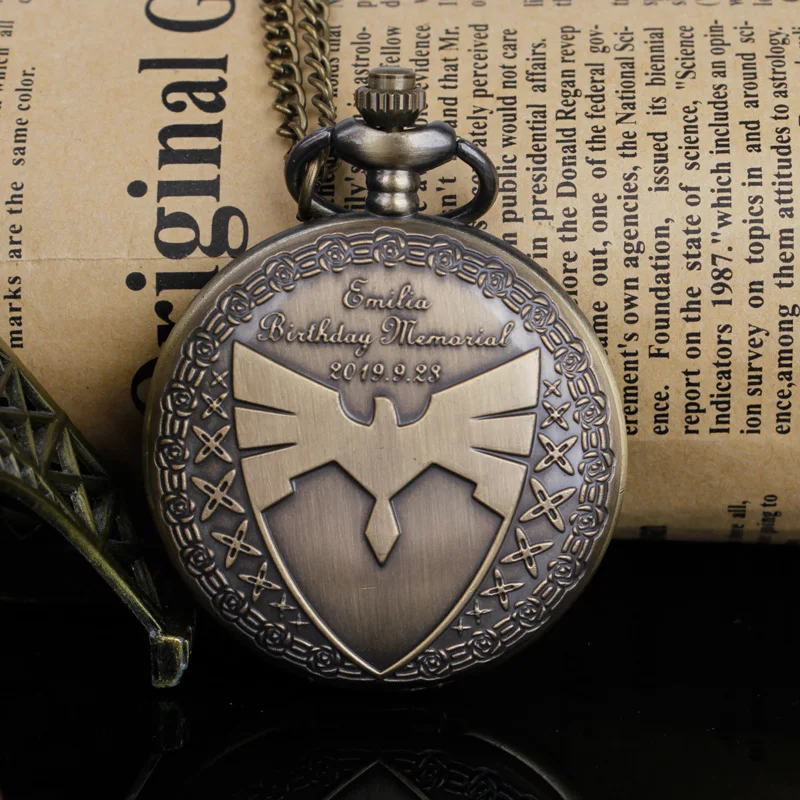

Creativity Unique Design Shield Theme Quartz Pocket Watch Pendant Necklace Pocket Watch Chain Relogio Montres with Souvenir Gift