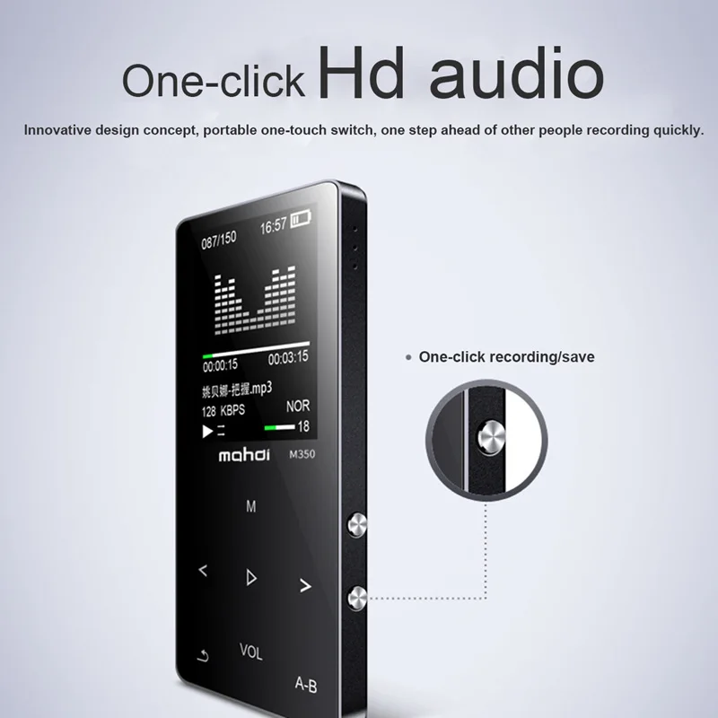 Полностью металлический Bluetooth спортивный MP3-плеер Портативный аудио 8 Гб со встроенным динамиком fm-радио APE Flac музыкальный плеер