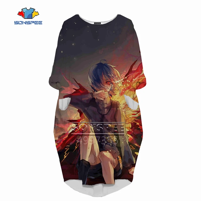 SONSPEE 3D печатных Kirishima Tōka Harajuku женское модное Повседневное платье в стиле хип-хоп высокого качества с длинным рукавом женская одежда для девочек L15