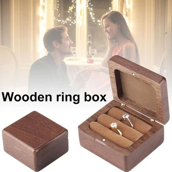 

Wooden Ring Box for Wedding Engagement Ring Storage Case Trays Wooden Square/Heart Shape Ring Box Decorative Jewelry Box