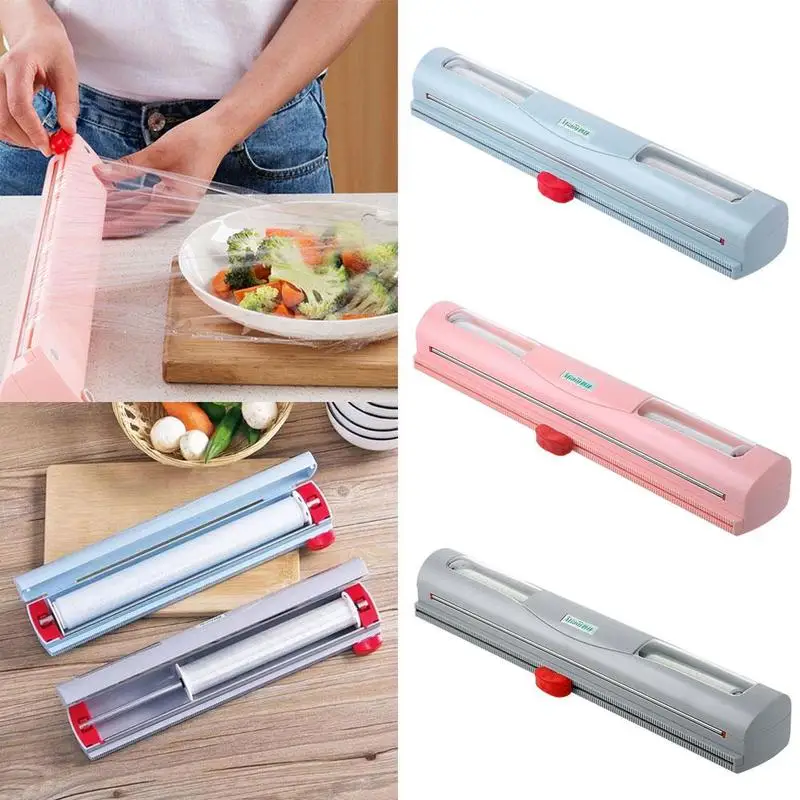 Kitchen Foil And Cling Film Wrap Dispenser Cutter Plastic Storage
