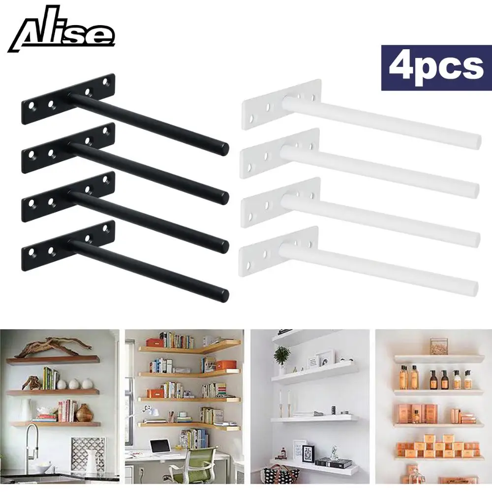 4PCS Adjustable Metal Shelf Holder Bracket Support Glass Wood Shelves Wall Mount 