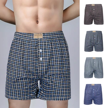 

Men's Boxers Casual Plaid Underwear Loose Boxer Tartan Shorts Home Underpants Soft Grid Pattern Loose Male New Shorts