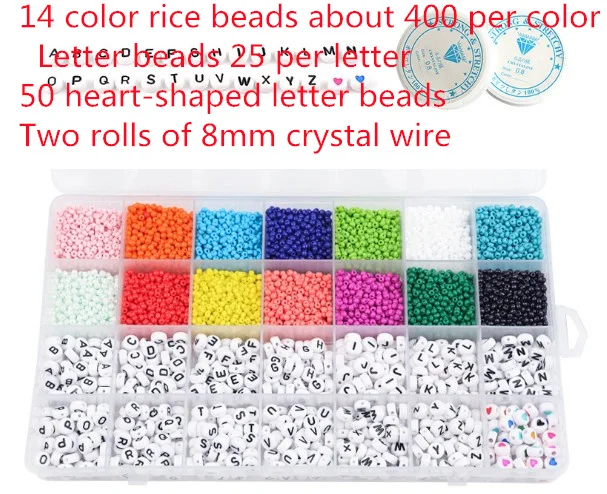 

8mm box Beading kit Letter beads with crystal line For DIY Making Men Charm And Volcanic Rock Lava